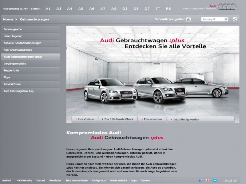 Audi Gebrauchtwagen und Gebrauchtwagen APP