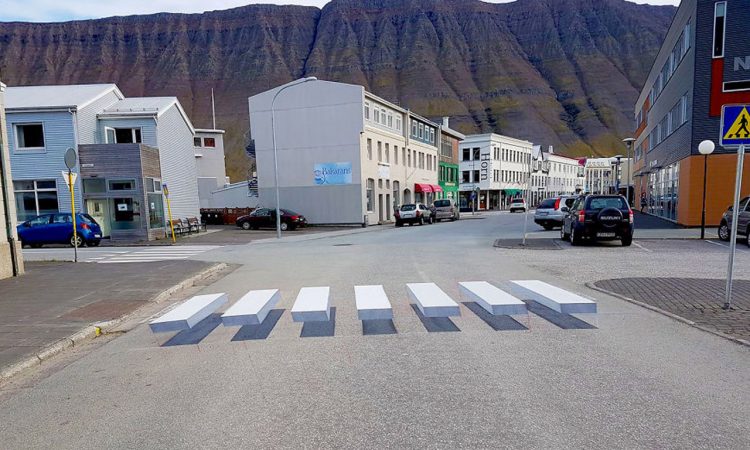 Zebrastreifen dreidimensional auf Island