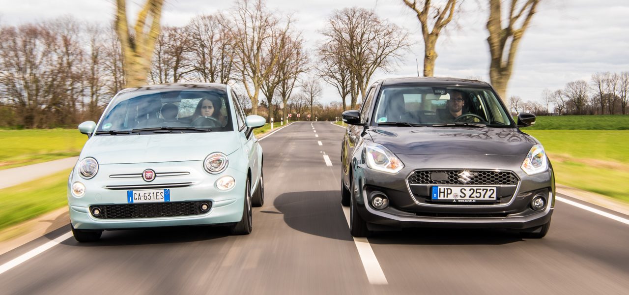 Suzuki Swift Hybrid und Fiat 500 Hybrid Mild Hybride im Test AUTOmativ.de Benjamin Brodbeck TITELBILD 1 1280x600 - Mild-Hybride im Vergleich: Fiat 500 Hybrid vs. Suzuki Swift Hybrid