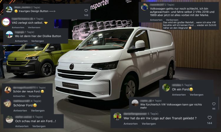 Titelbild Neuer Volkswagen VW Transporter und Caravelle 2024 in der siebten Generation Weltpremiere auf der IAA Nutzfahrzeuge 2024 VW Transporter 2024 AUTOmativ.de 10 Kopie 750x450 - Social Media: Harsche Kritik - VW's neuer Bulli auf Ford-Basis überzeugt nicht